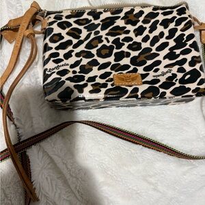 Consuela Brown and Black Crossbody Bag with Animal Print
